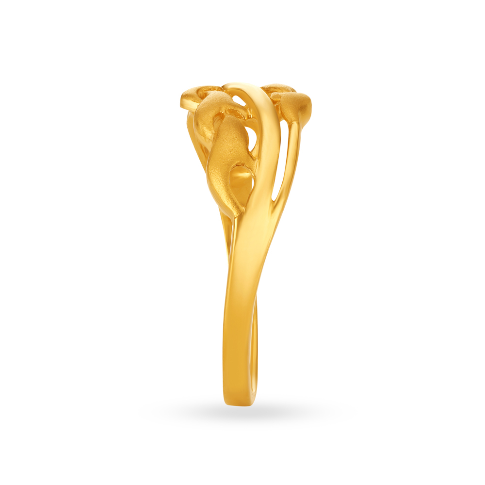 Stylish 22 Karat Yellow Gold Wave Patterned Finger Ring,,hi-res image number null