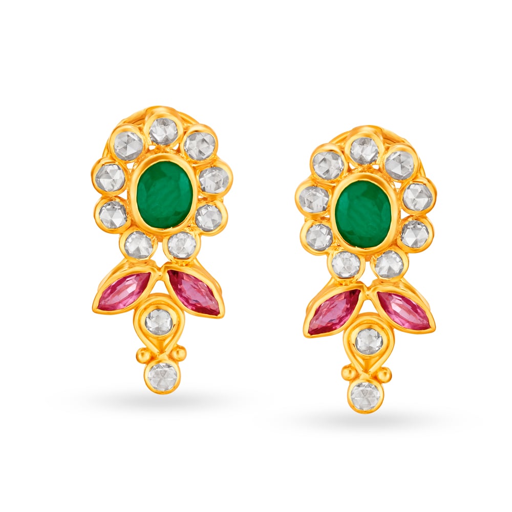 

Vibrant 22 Karat Gold Floral Stud Earrings