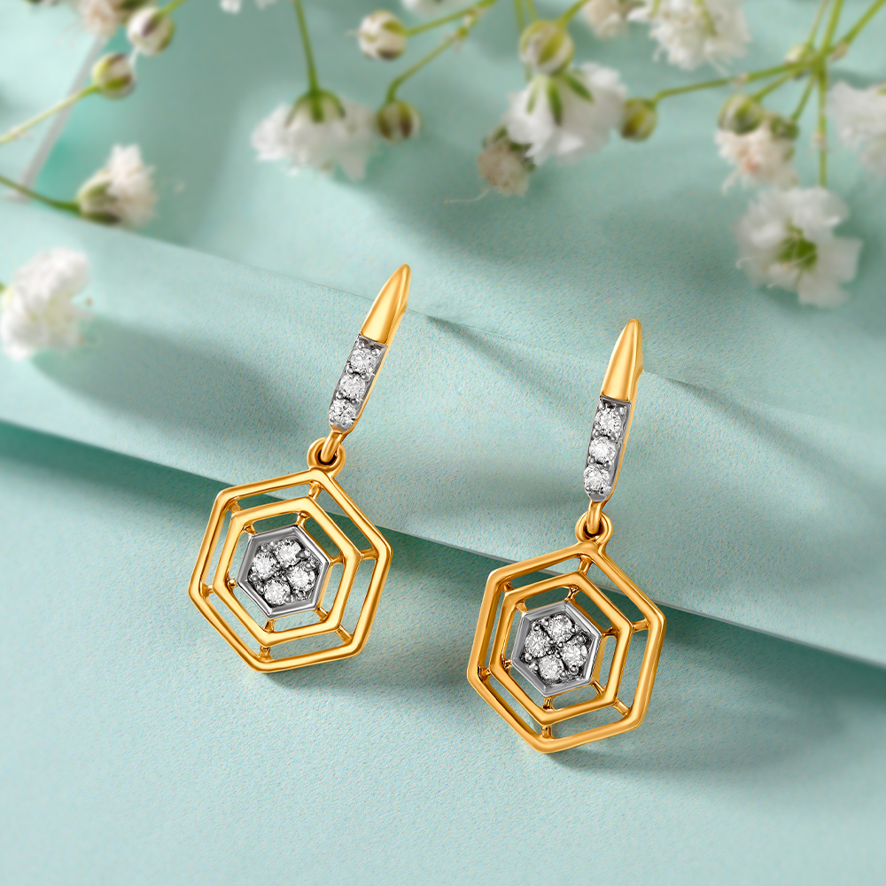 Contemporary Web Diamond Drop Earrings,,hi-res image number null