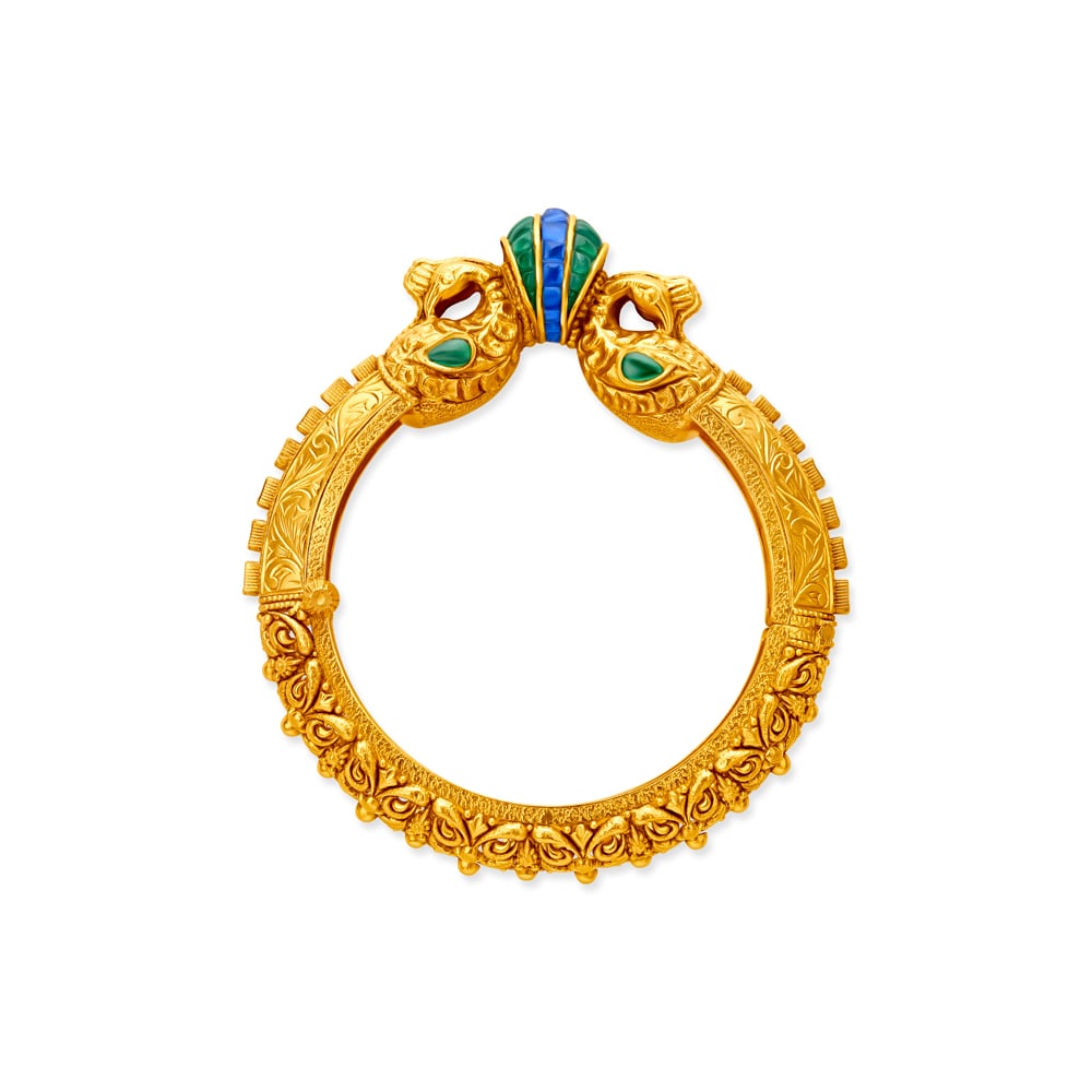 Exquisite Traditional Peacock Bangle with Precious Stones,,hi-res image number null