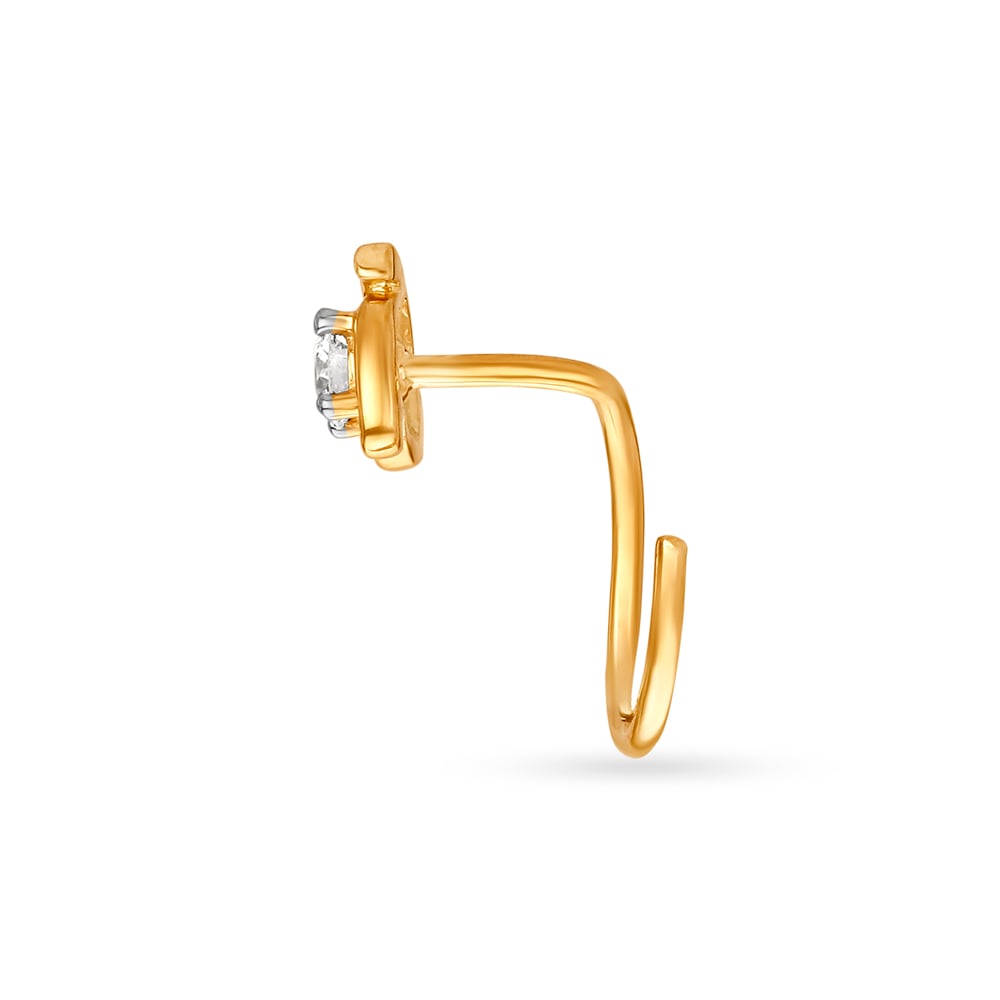 Sublime Floral Gold and Diamond Nose Pin,,hi-res image number null
