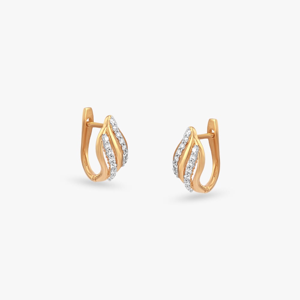 Woven Wave Diamond Hoop Earrings,,hi-res image number null