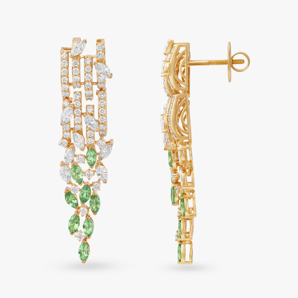 Verdant Vogue Diamond Drop Earrings,,hi-res image number null