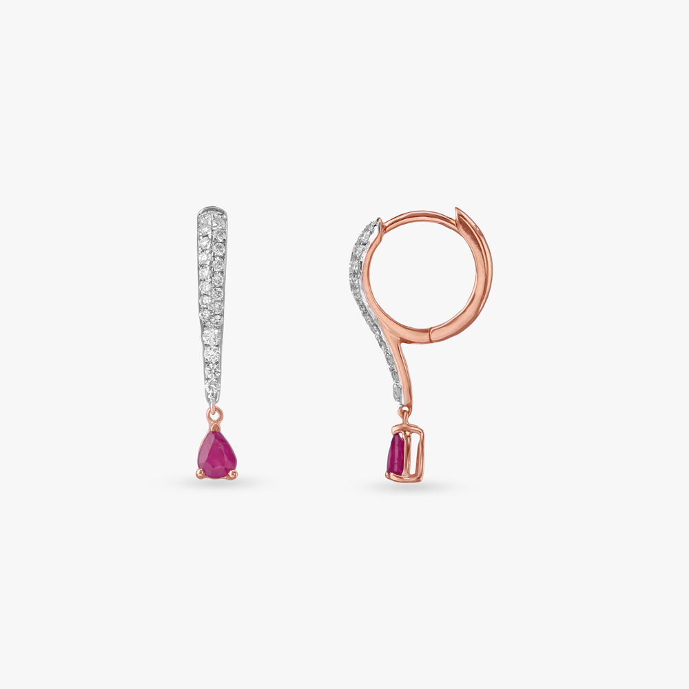Crimson Swing Diamond Hoop Earrings,,hi-res image number null