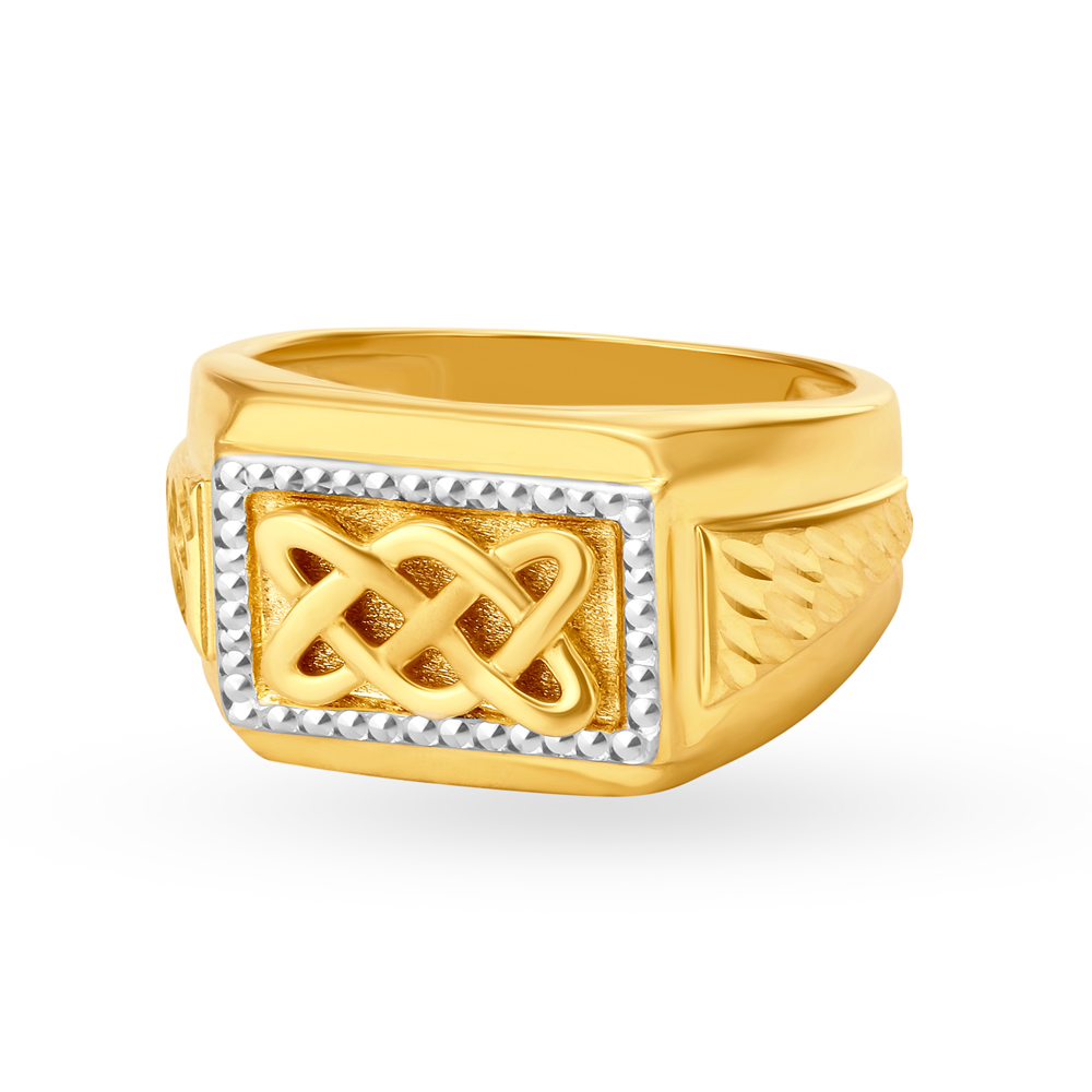 Enthralling 22 Karat Yellow Gold Intertwined Pattern Finger Ring,,hi-res image number null