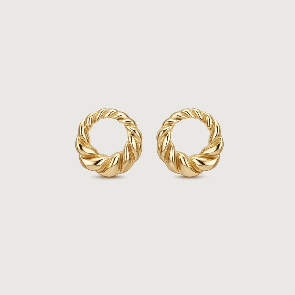 Twisted Loop Gold Stud Earrings,,hi-res image number null