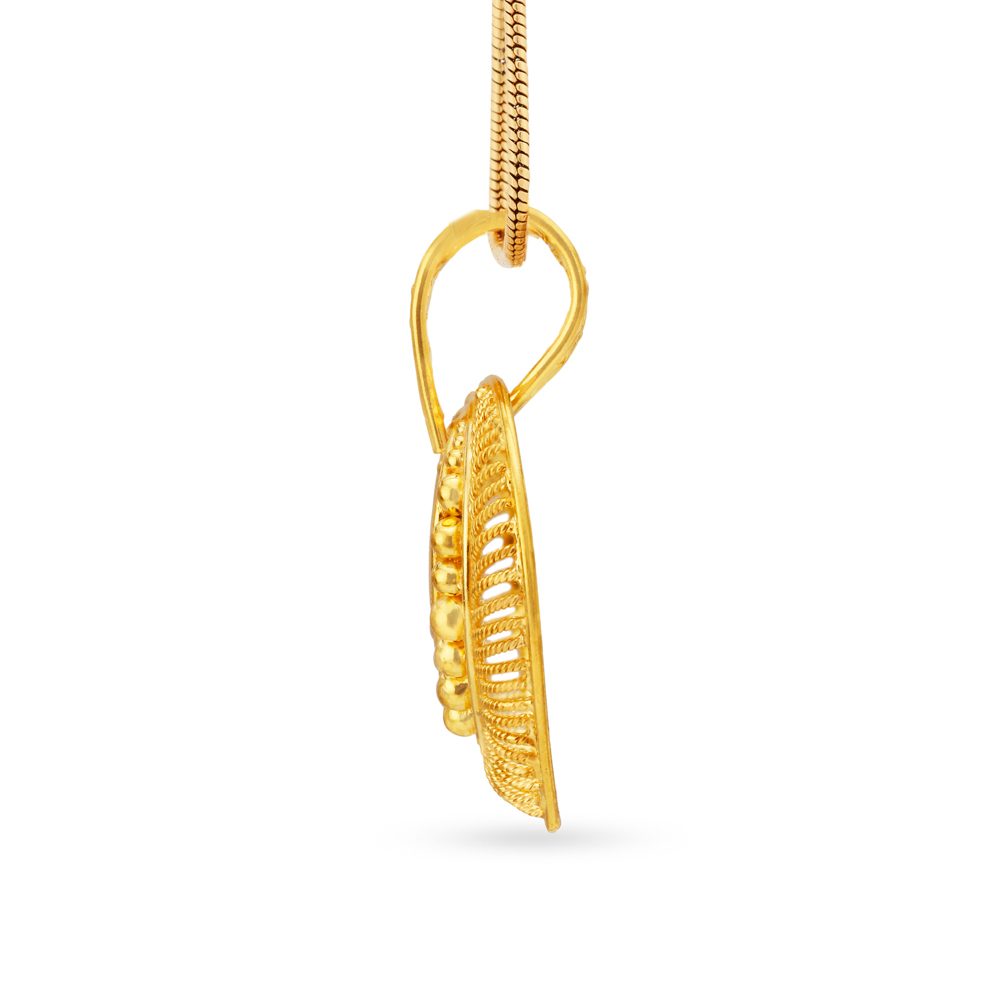 Intricate Gold Teardrop Pendant