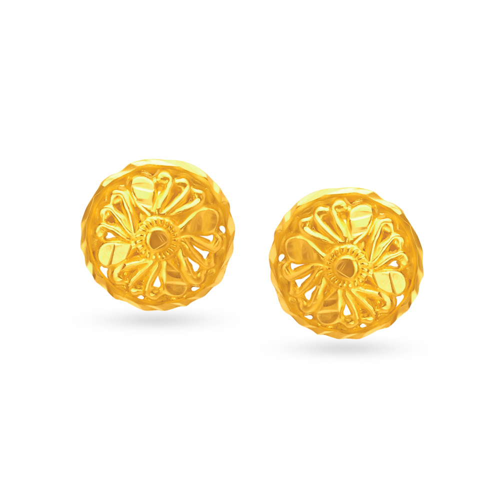 Enticing 22 Karat Yellow Gold Floral Drops,,hi-res image number null