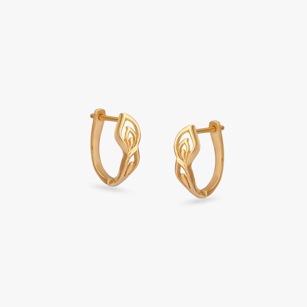 

Sculpted Leaf Gold Hoop Earrings
