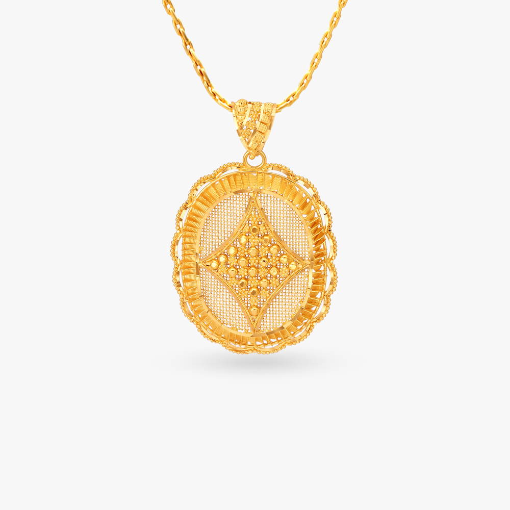 Vintage Gold Pendant and Earrings Set,,hi-res image number null