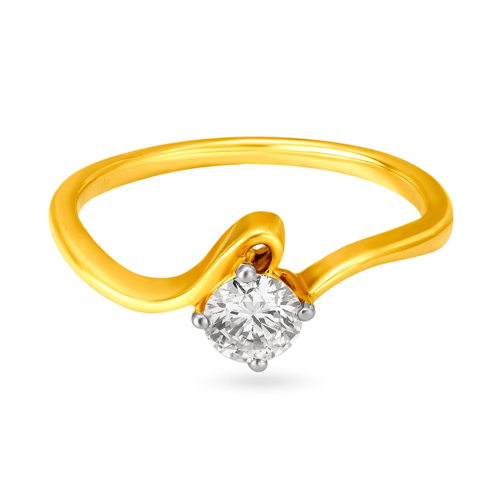 Stylish 18 Karat Gold And Diamond Solitaire Finger Ring,,hi-res image number null