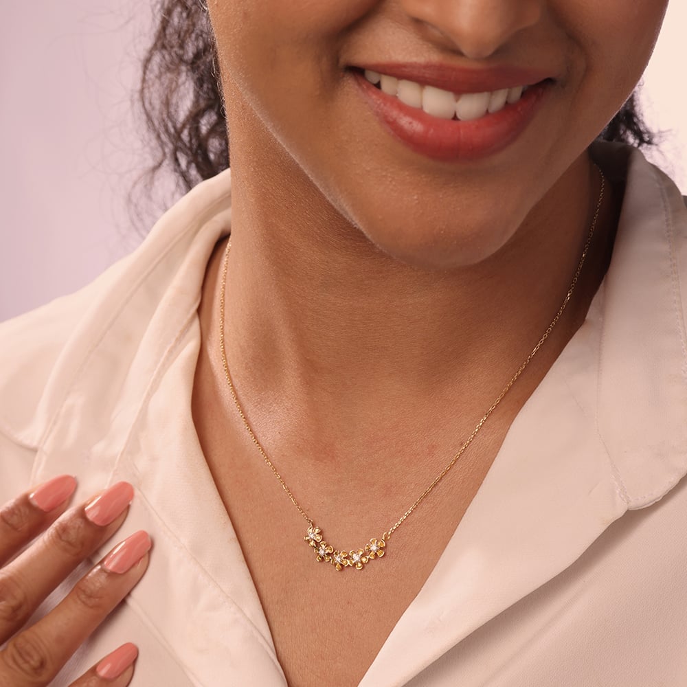 Lumina Blossom 14KT Gold & Diamond Necklace,,hi-res image number null