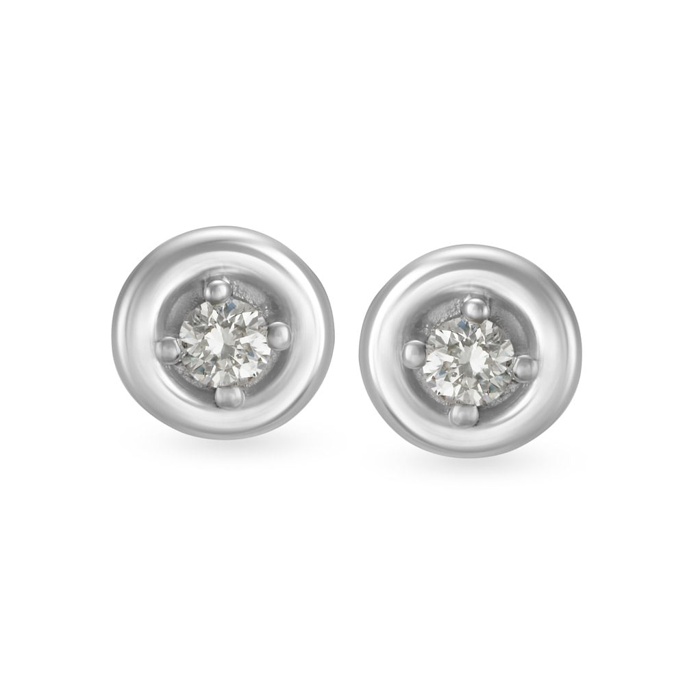 Charming Diamond and White Gold Round Stud Earrings,,hi-res image number null