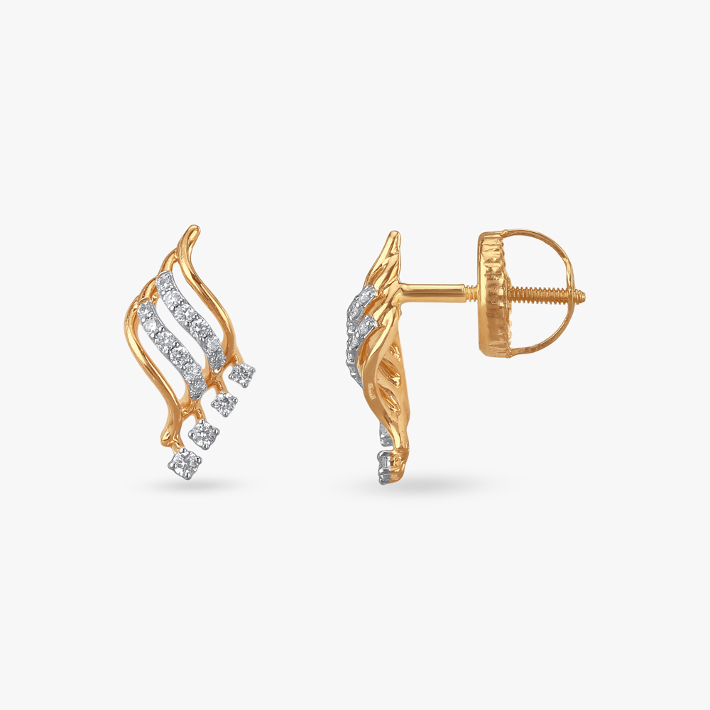 Ripple Sparkle Diamond Stud Earrings,,hi-res image number null