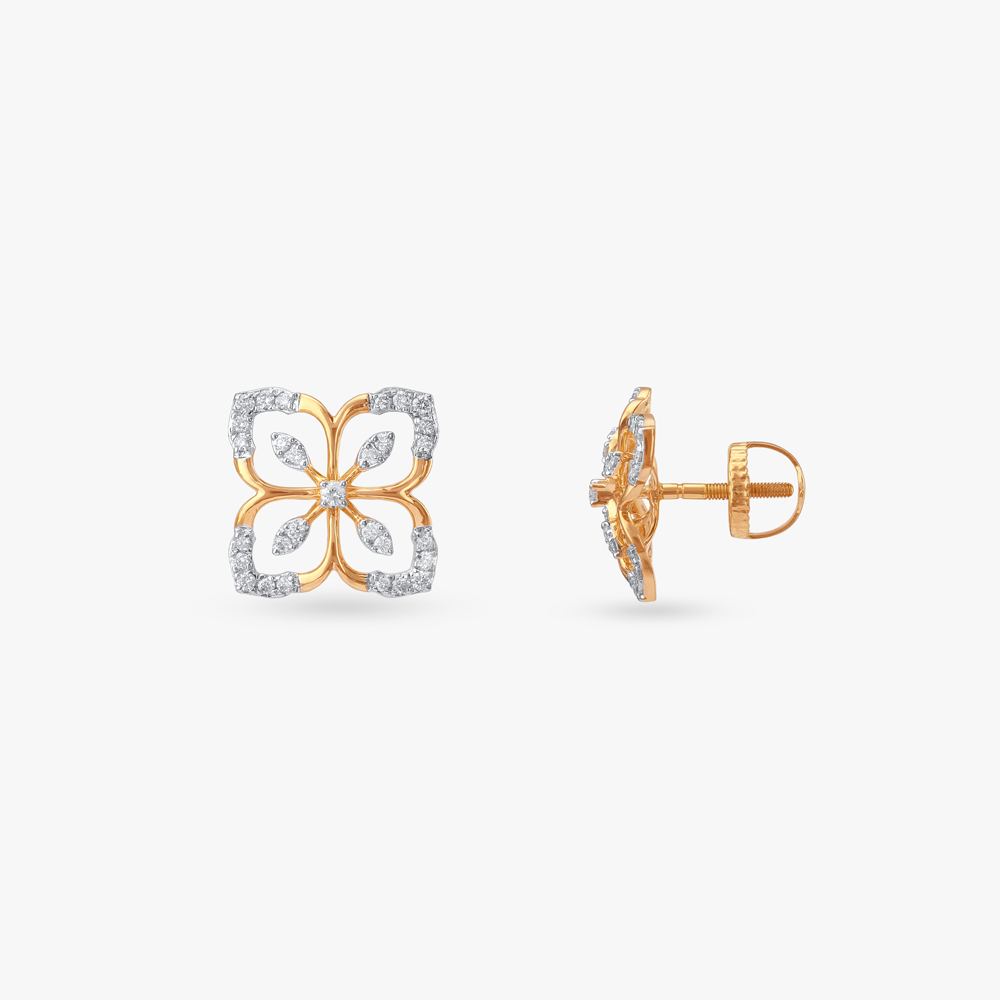 Regal Bloom Diamond Stud Earrings,,hi-res image number null