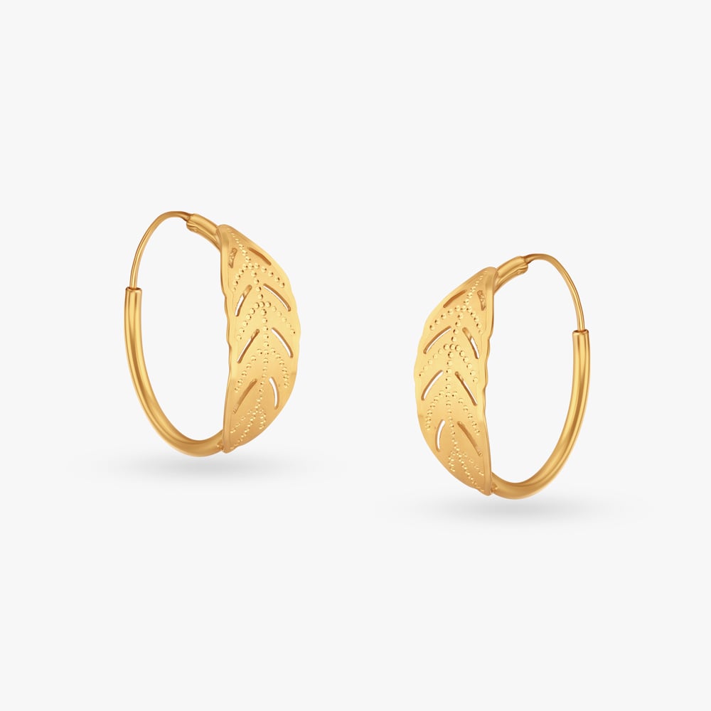 Contemporary Leafy Hoop Earrings,,hi-res image number null