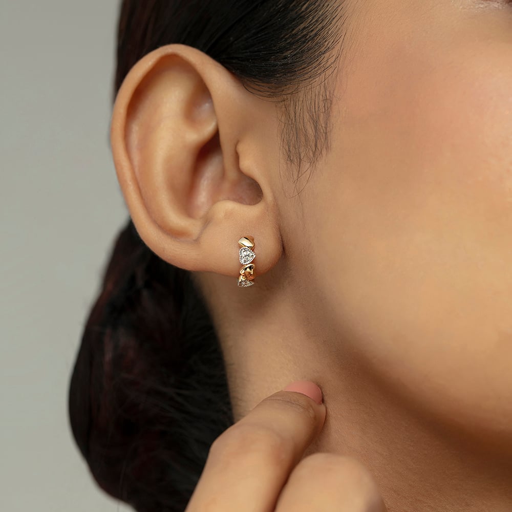 Bold Chic Gold & Diamond Hoop Earrings,,hi-res image number null