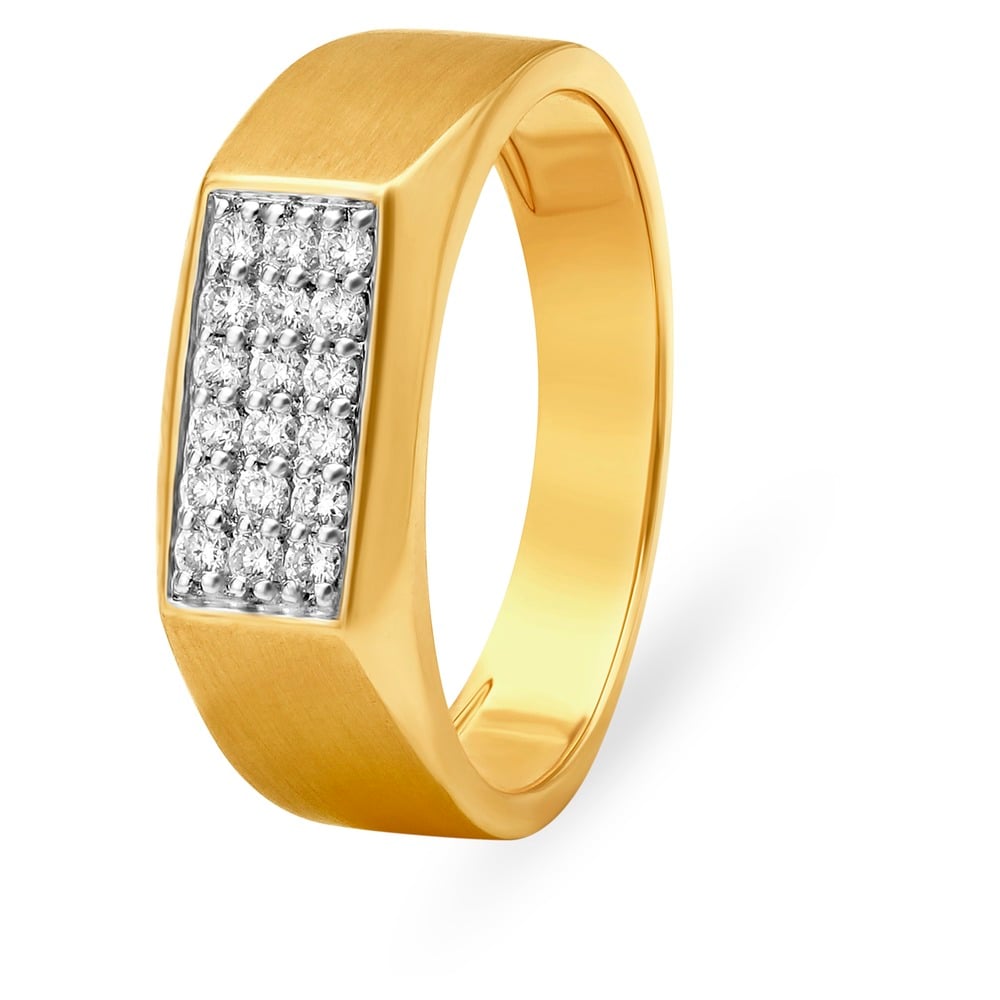 Spangled 18 Karat Yellow Gold And Diamond Rectangular Ring