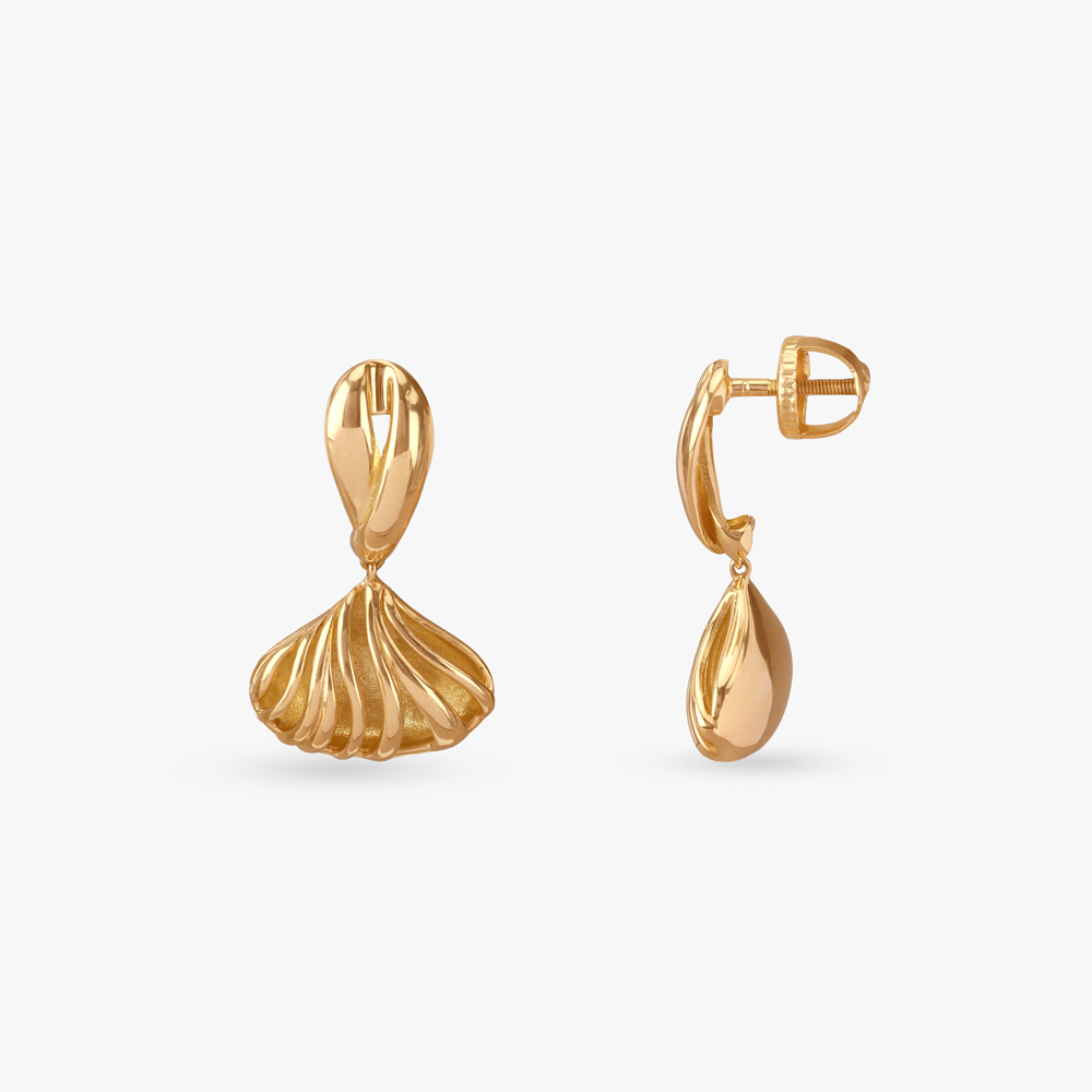 Sculpted Shell Gold Drop Earrings,,hi-res image number null