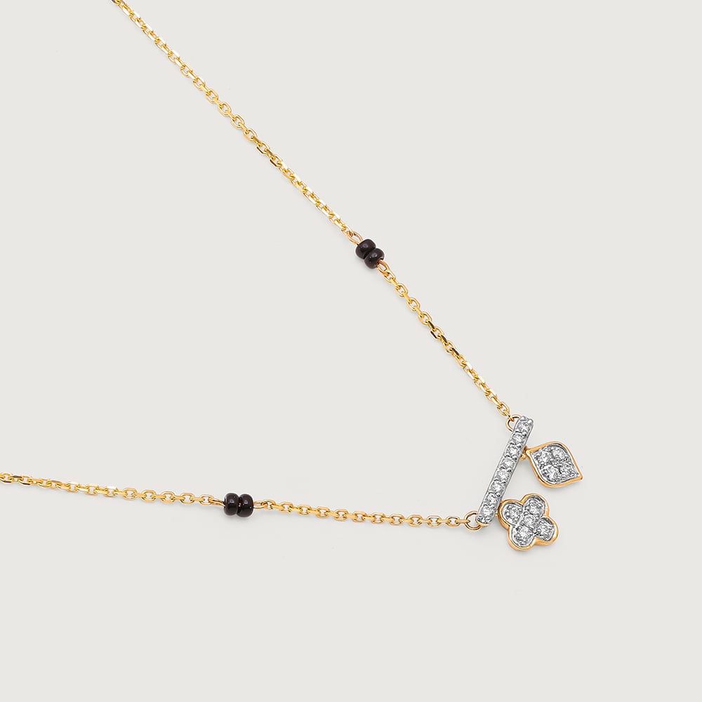 Serene Charm 14 Kt Gold and Diamond Mangalsutra,,hi-res image number null