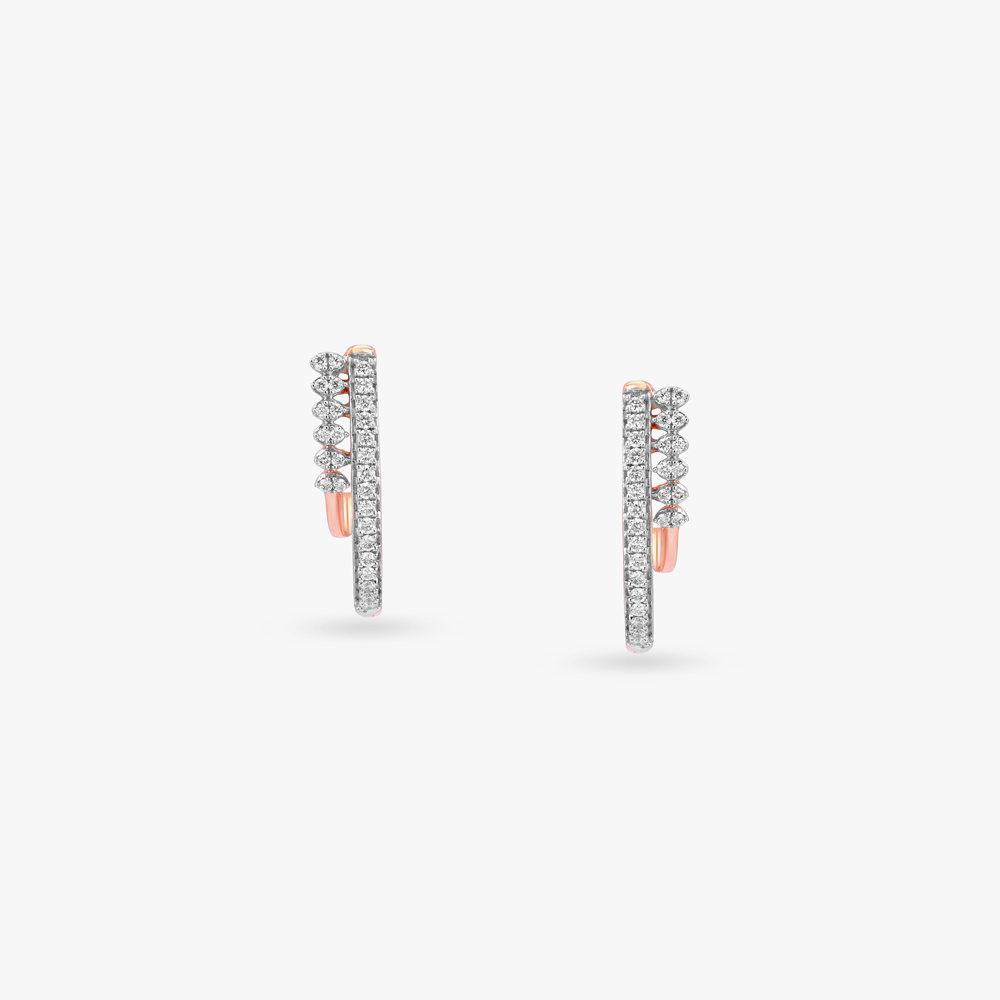 Double Arc Diamond Hoop Earrings,,hi-res image number null