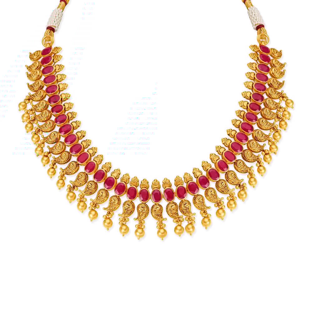Opulent Gold and Ruby Necklace Set,,hi-res image number null