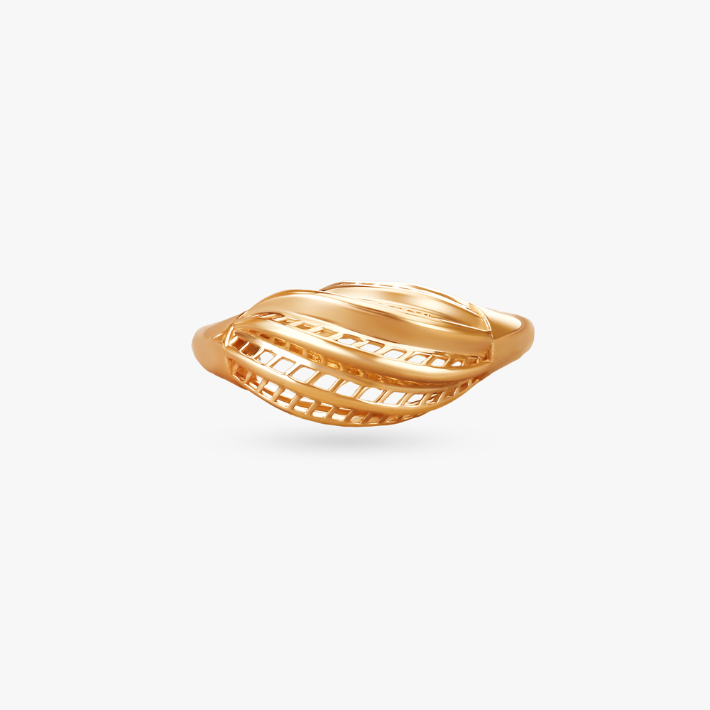 Modern Sculpted Gold Finger Ring,,hi-res image number null