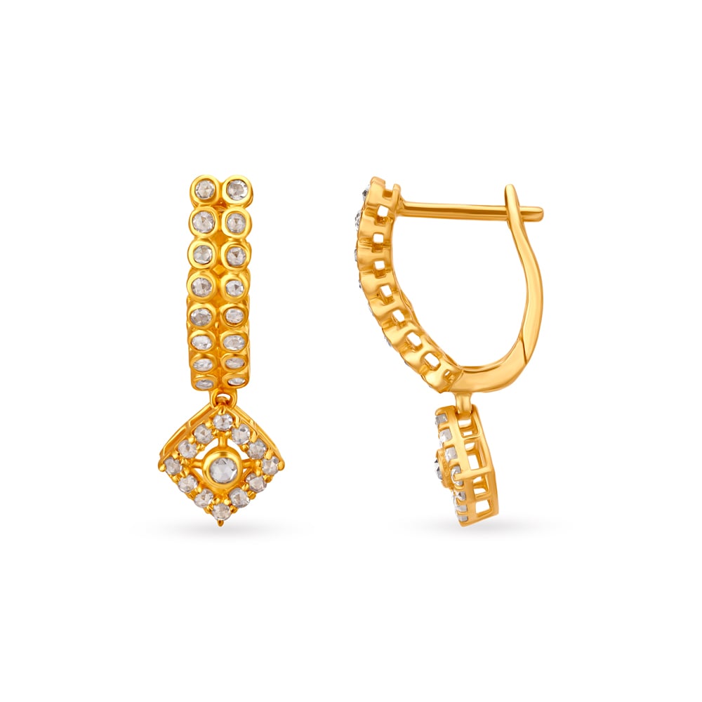 Stone Studded Hoop Earrings,,hi-res image number null