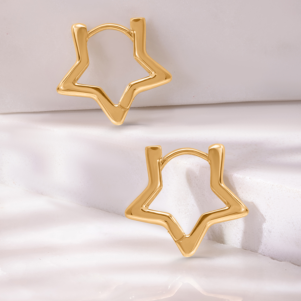 18K Star Hoop Earrings main image 1