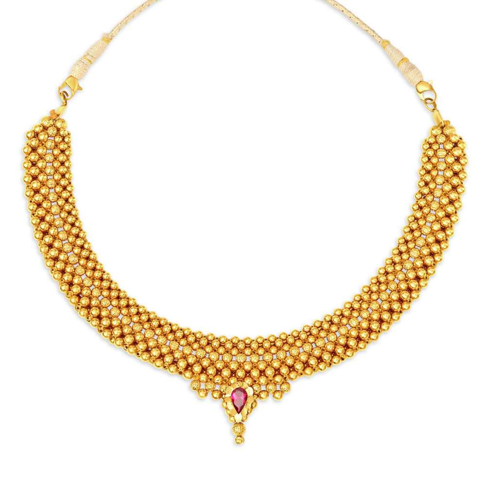 Stately Gold Thusi Necklace for the Maharashtrian Bride
