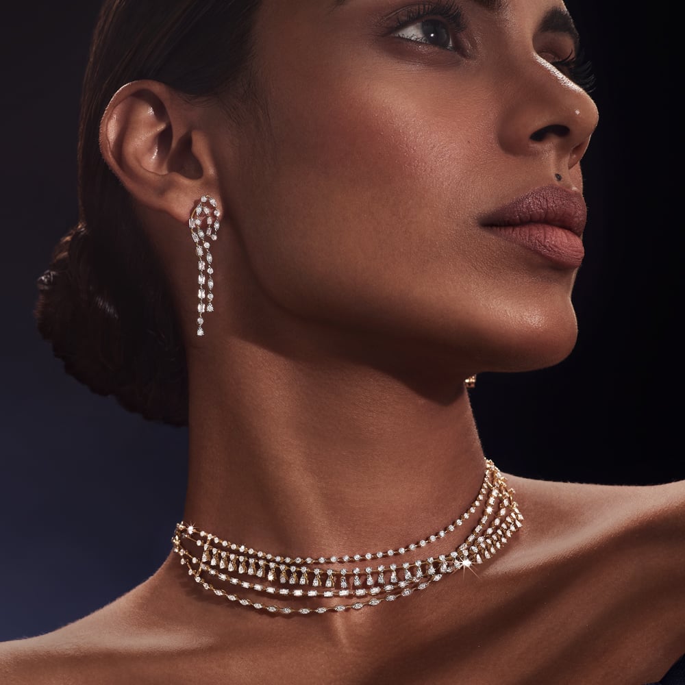 Shine and Flow Diamond Necklace Set,,hi-res image number null