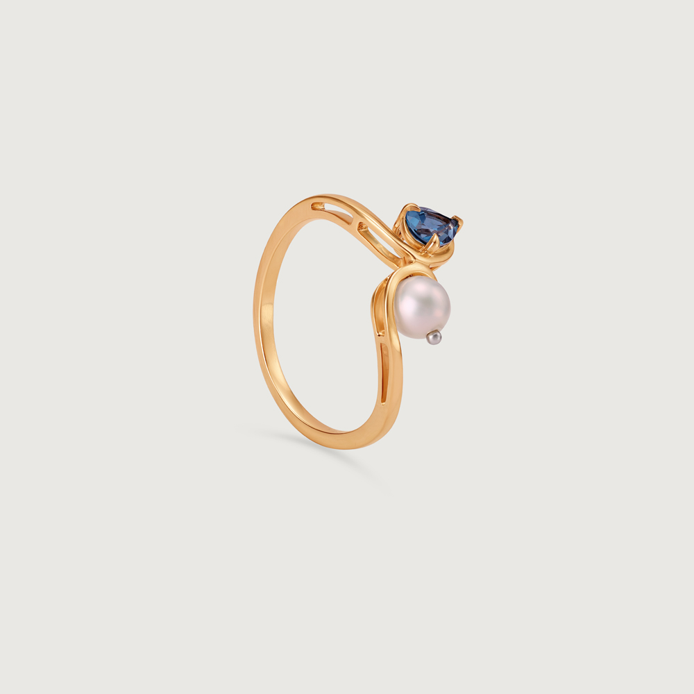 Swirl Spark Pearl & Gold Ring,,hi-res image number null