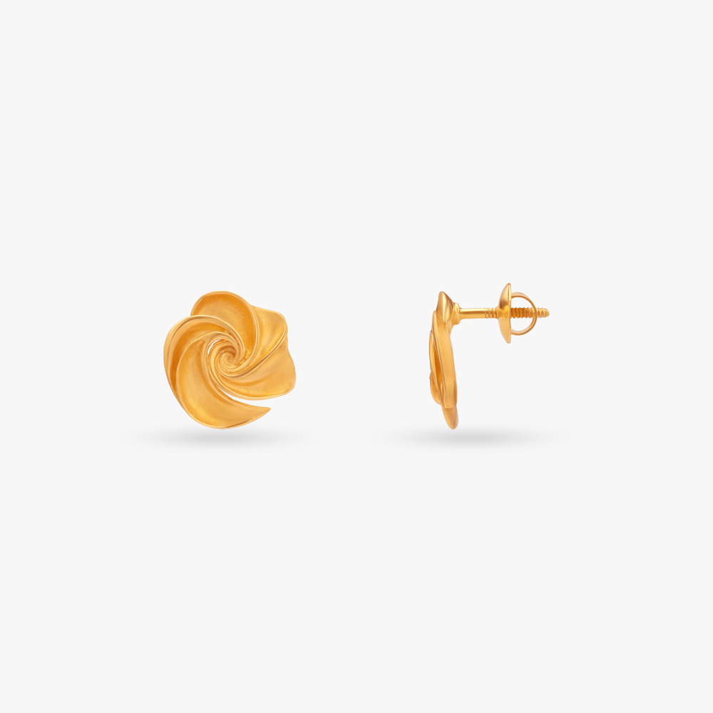 

Whirling Petal Gold Stud Earrings