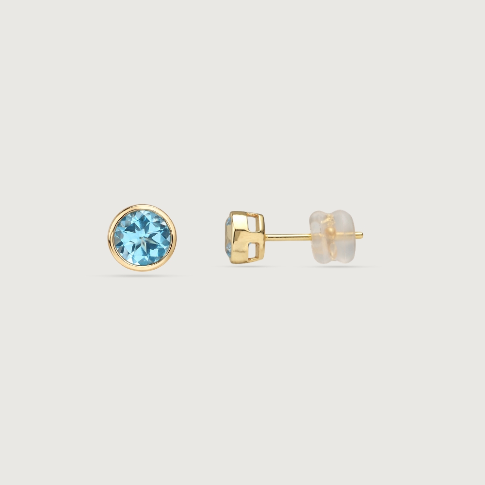 Refined Crisp Blue Topaz Gold Stud Earrings,,hi-res image number null