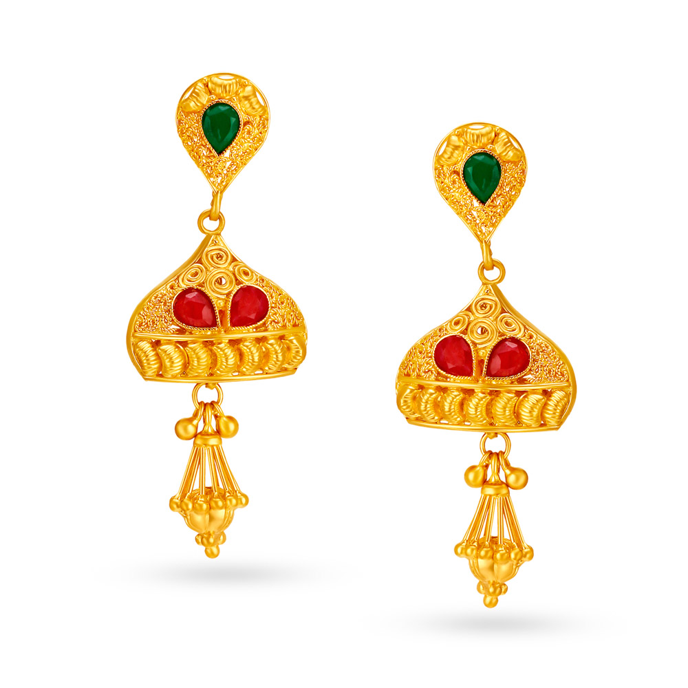 22 Karat Gold Pendant Earrings Set,,hi-res image number null