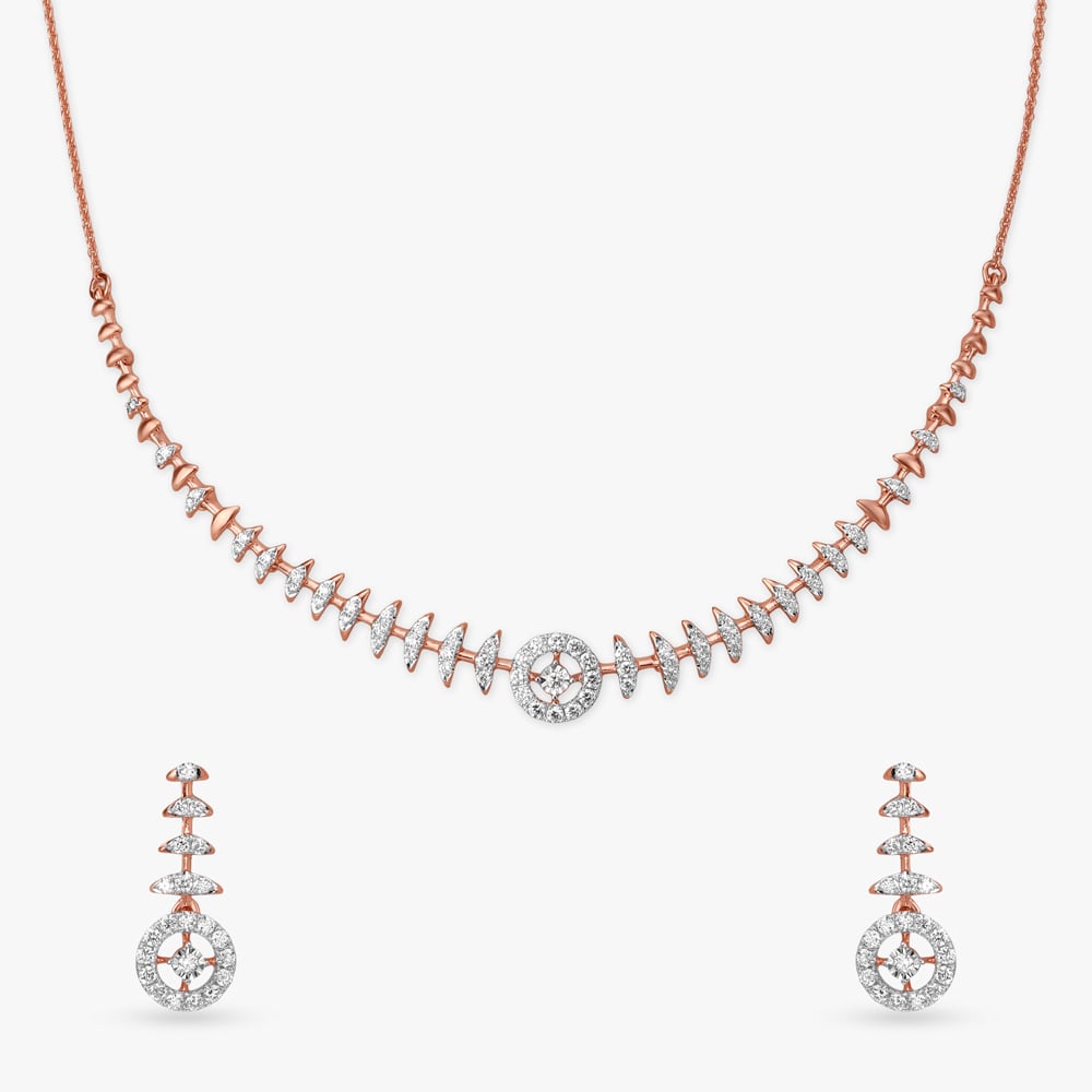 Starlit Halo Diamond Necklace Set,,hi-res image number null