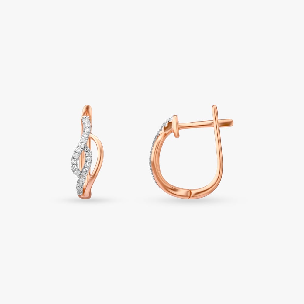 Wave Gleam Diamond Hoop Earrings,,hi-res image number null