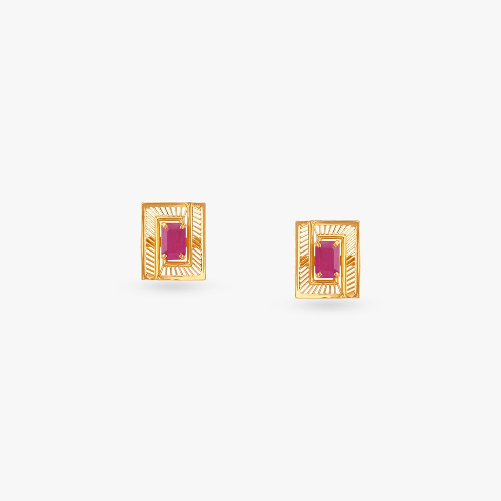 Edgy Modern Ruby Stud Earrings,,hi-res image number null