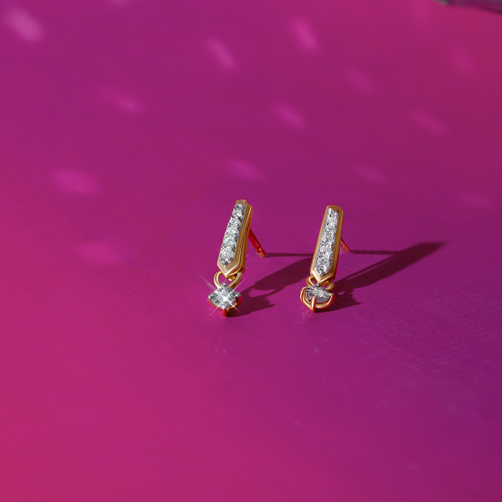Chic Sparkle Gold & Diamond Drop Earrings,,hi-res image number null