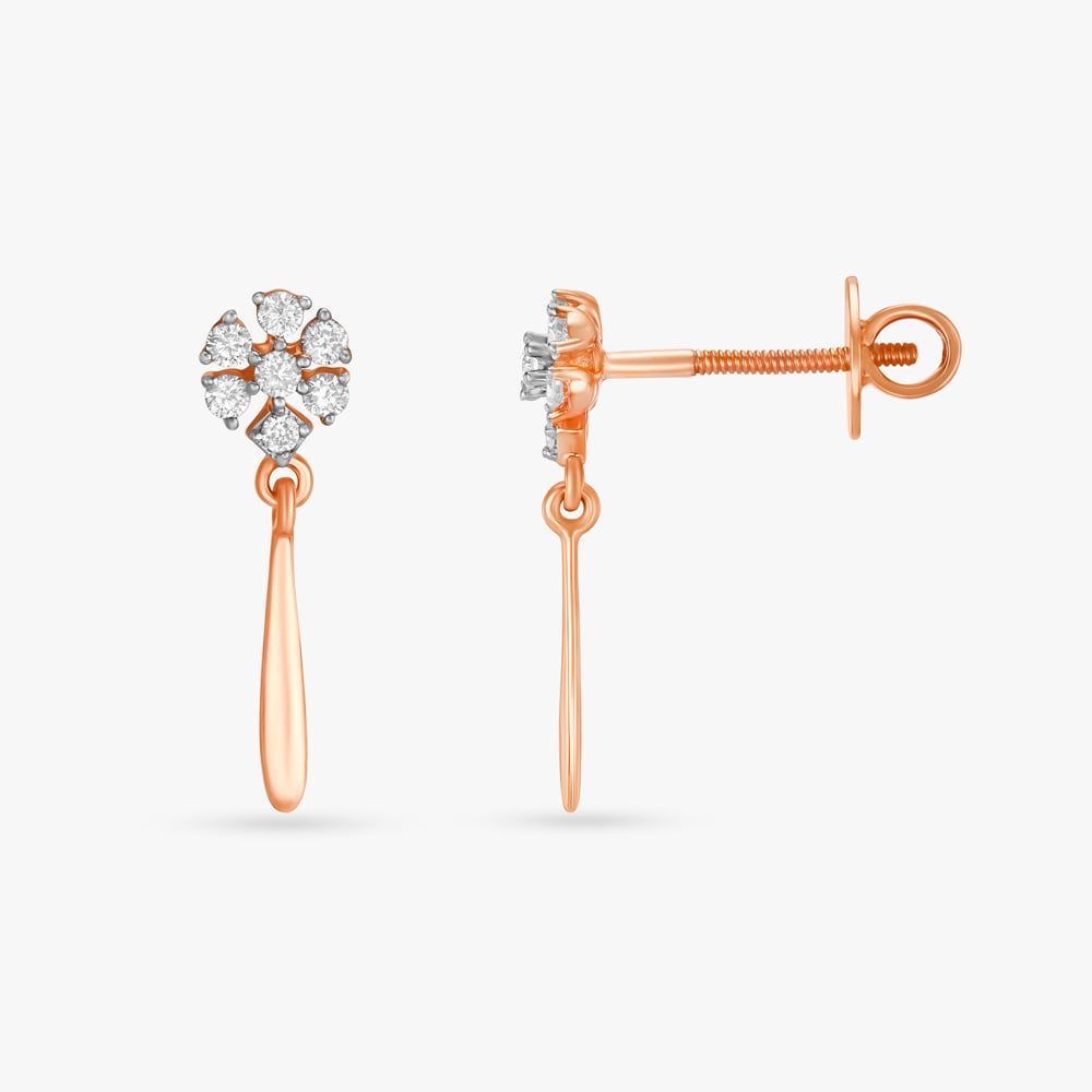 Floral Grace Diamond Drop Earrings,,hi-res image number null