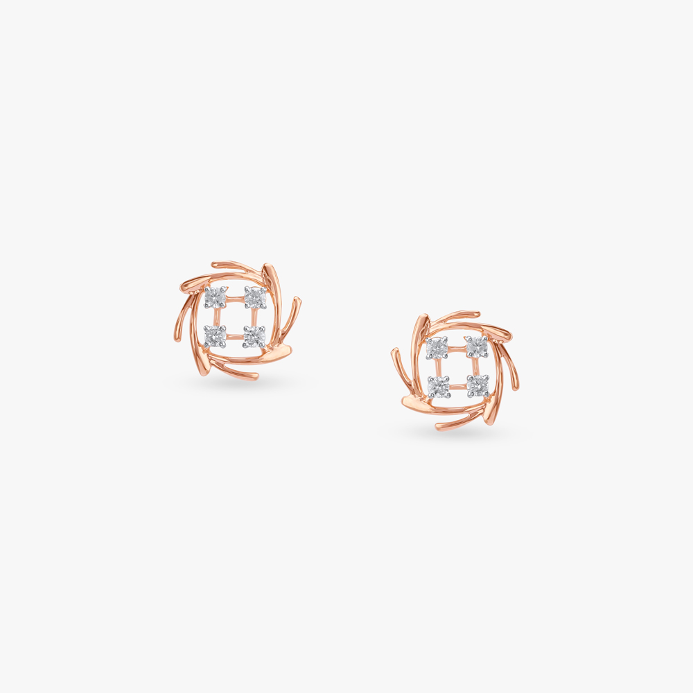 

Swirl Grid Diamond Stud Earrings