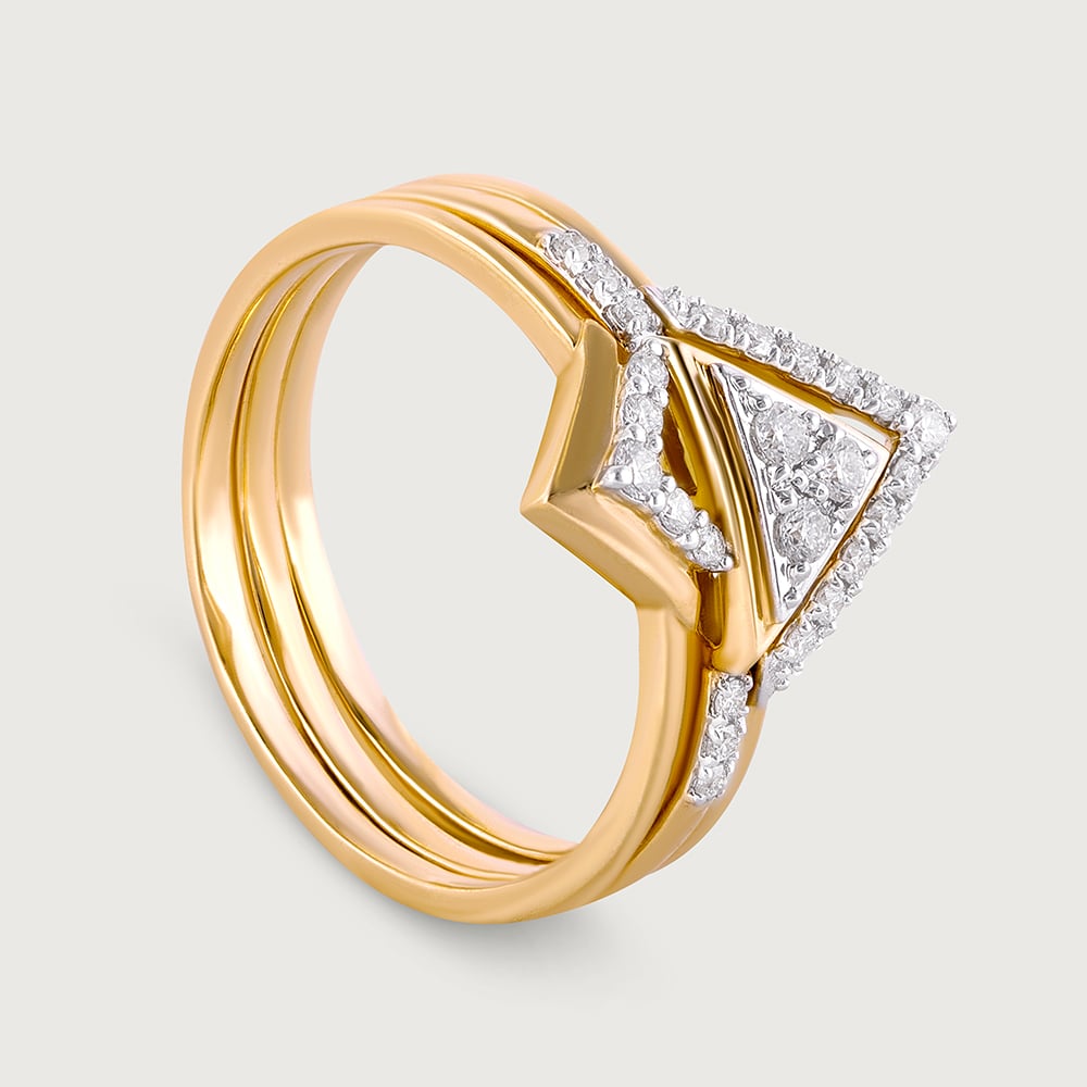 Stackable Lippan Art Gold & Diamond Finger Ring,,hi-res image number null