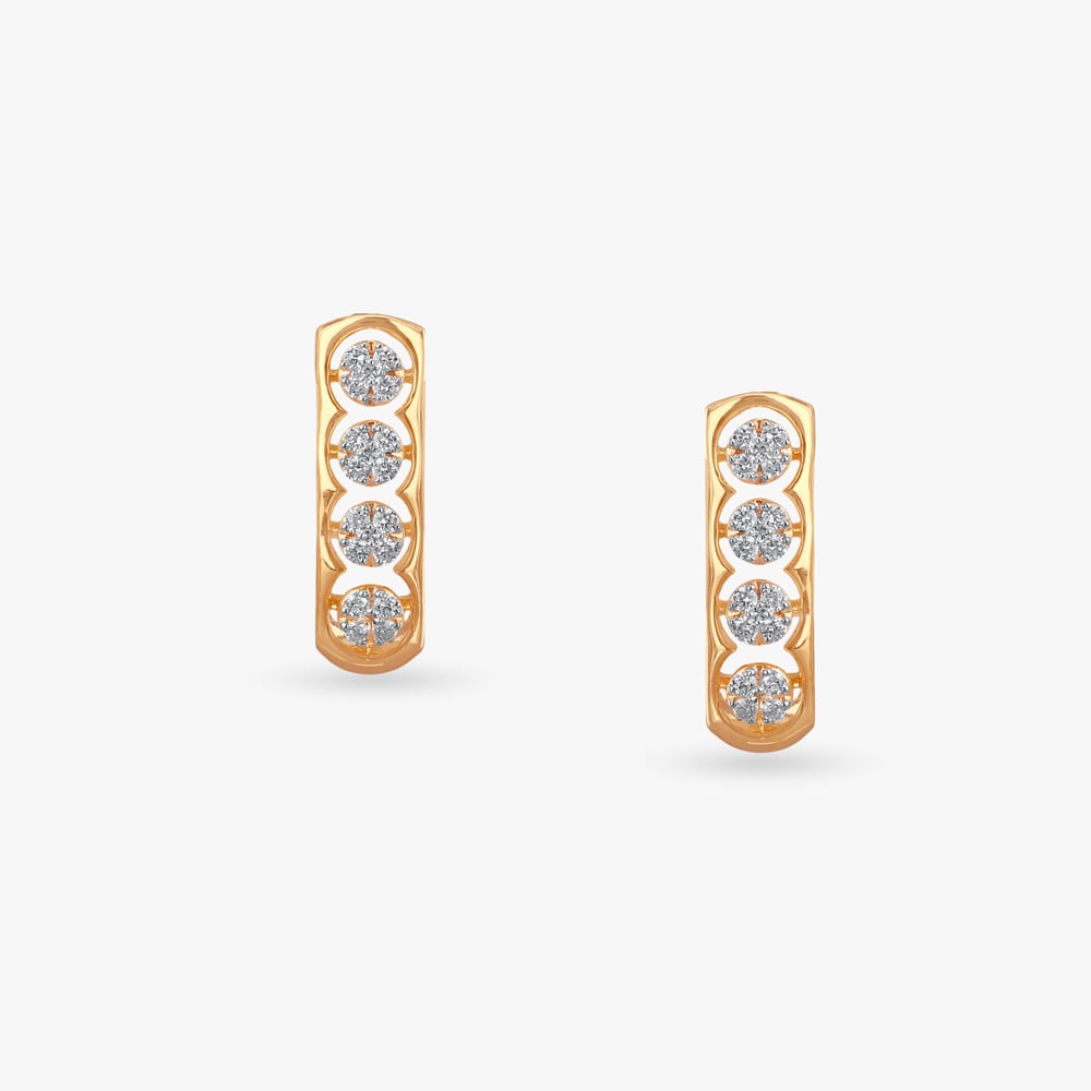 Sleek Statement Diamond Hoop Earrings,,hi-res image number null