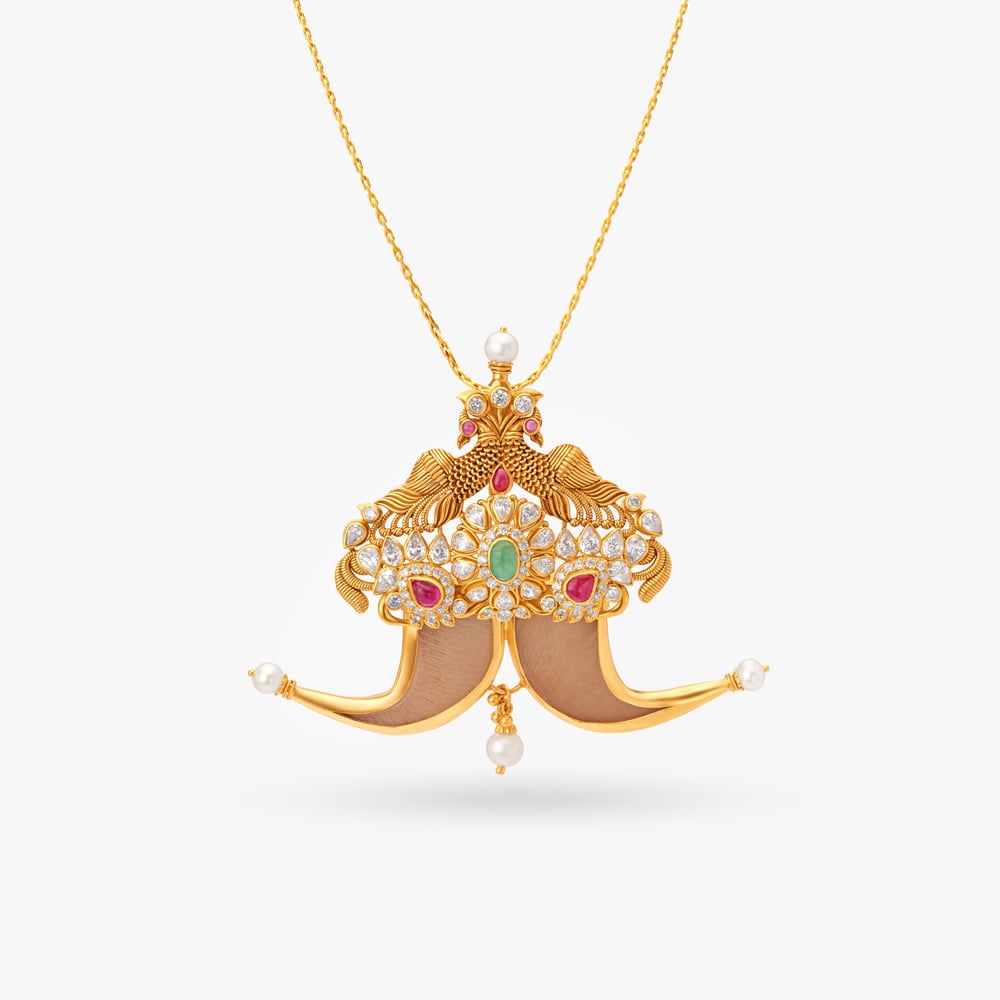Regal Pendant Studded With Gemstones,,hi-res image number null