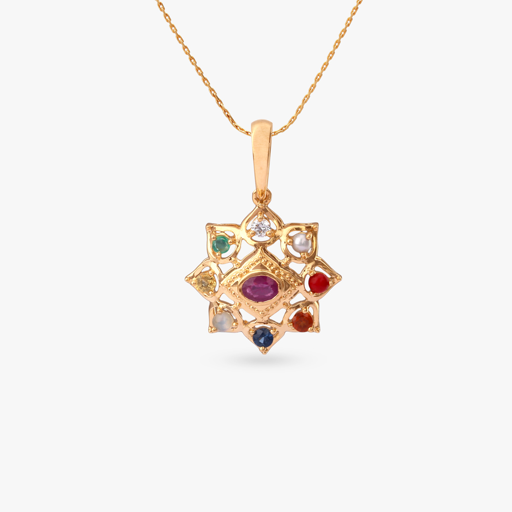 Navratna Star Diamond Pendant,,hi-res image number null
