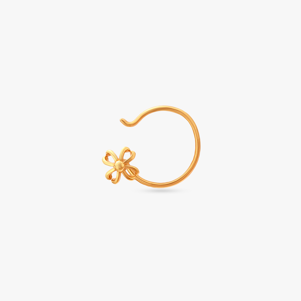 Curved Bloom Gold Nose Pin,,hi-res image number null