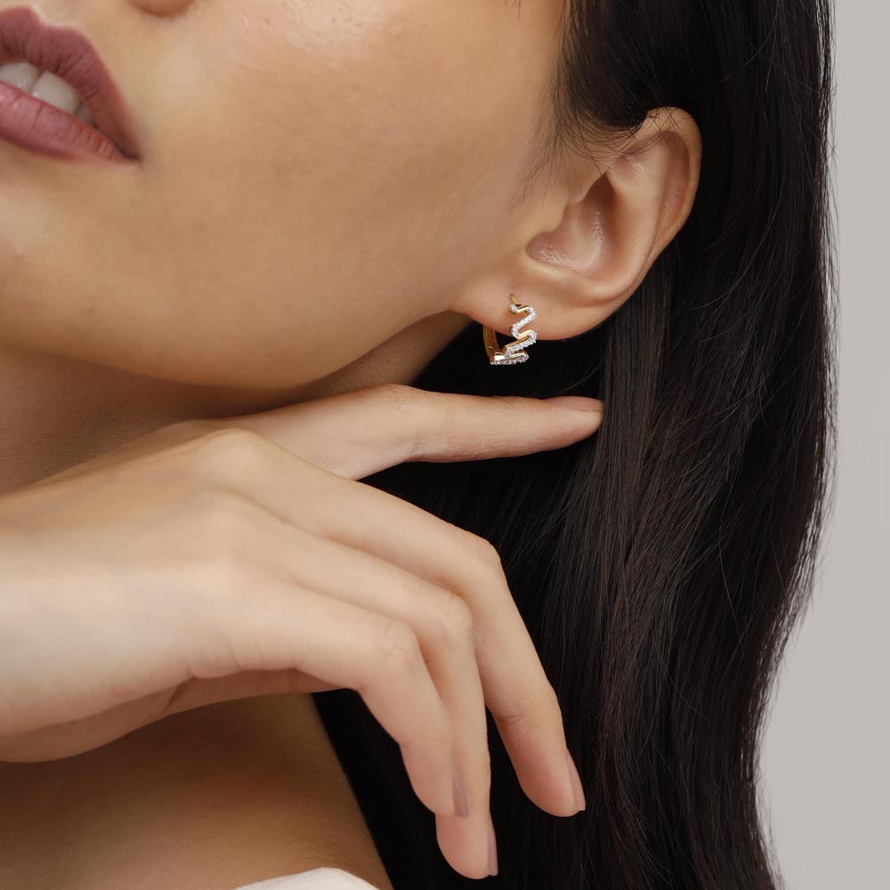 Electric Ziggle Diamond Hoop Earrings,,hi-res image number null