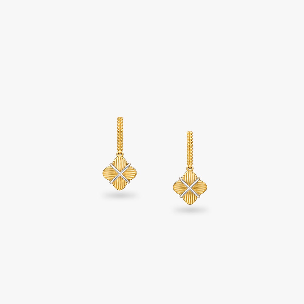 Striped Blossom Gold Drop Earrings,,hi-res image number null
