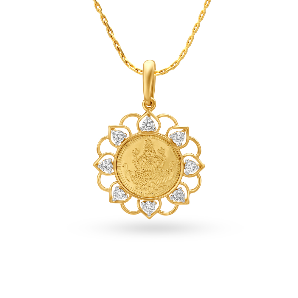 Pious Goddess Laxmi Diamond Pendant,,hi-res image number null