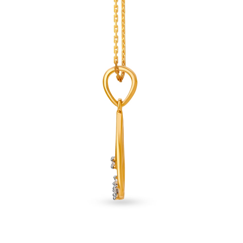 Teardrop Shaped Yellow Gold and Diamond Pendant,,hi-res image number null